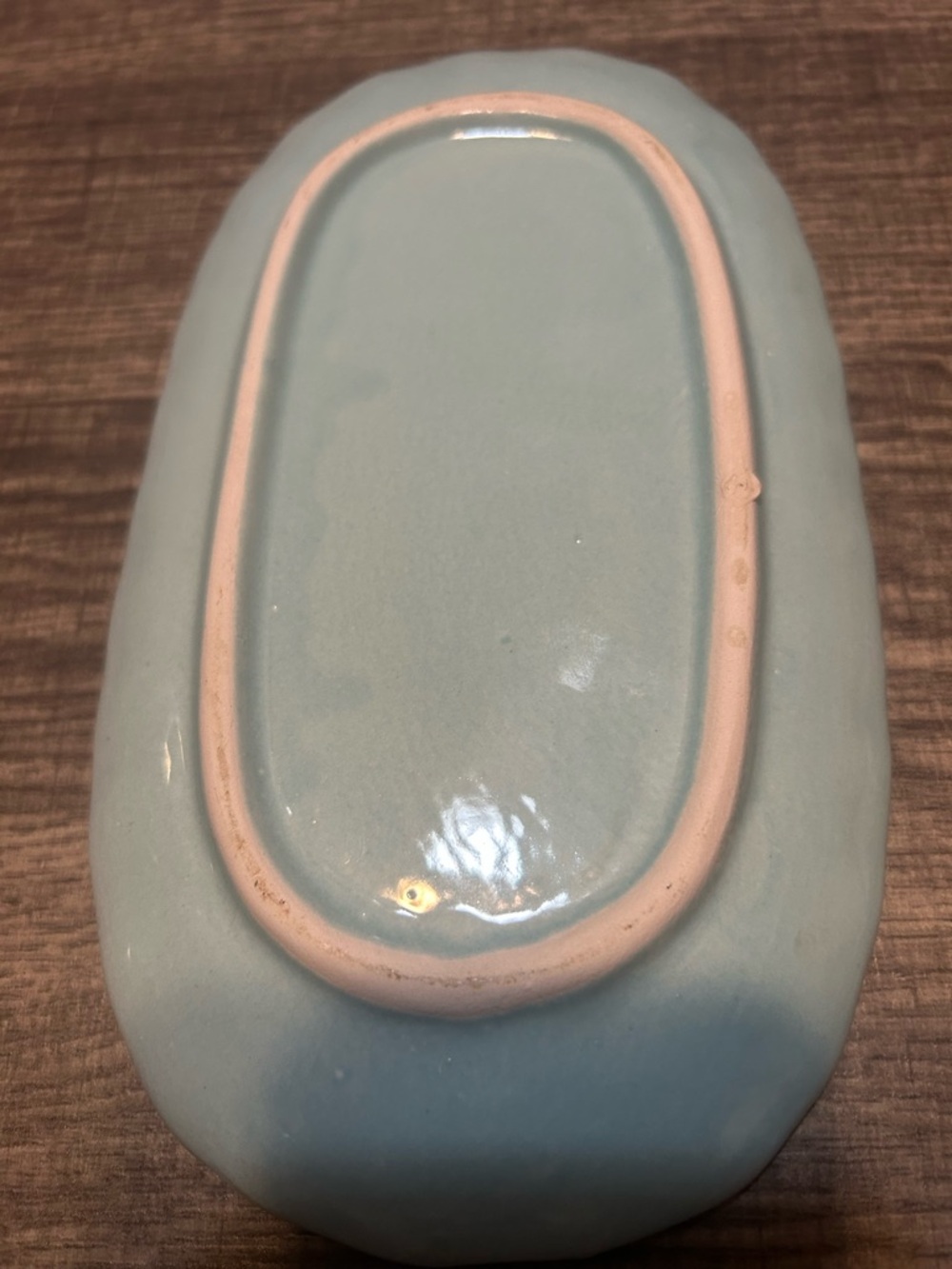 Pig Butter Dish Keeper Storage Display Floral Print Ceramic 8" Aqua Green Yellow - Picture 8 of 10